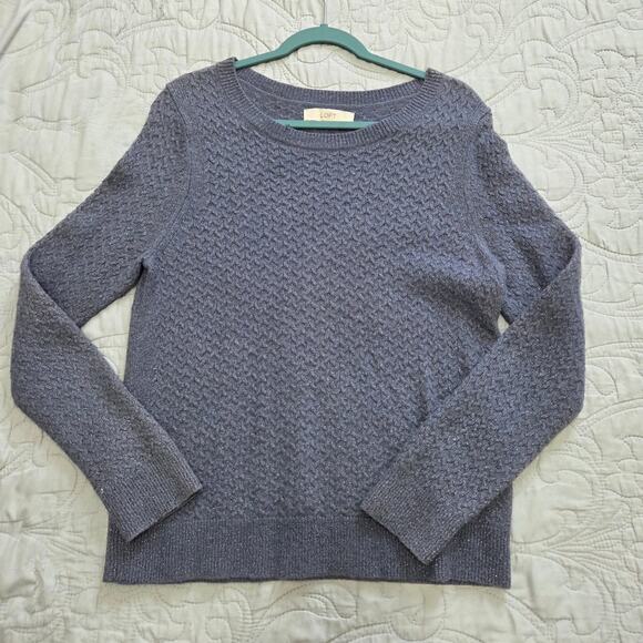 Ann Taylor Loft Woman's Blue Wool Blend/ Rabbit Hair Sparkly Sweater Size XL - Picture 5 of 6